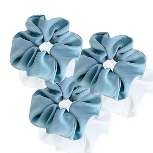 3 Pièces Elastique Cheveux Fille Chouchou Satin Chouchou Soie Pince Chignon Chouchou En Soie Large Chouchou Cheveux Ties Cordes Élastiques Pour Femmes Et Filles Bijoux De Cheveux-bleu-15CM (songbeizhenshop002, neuf)