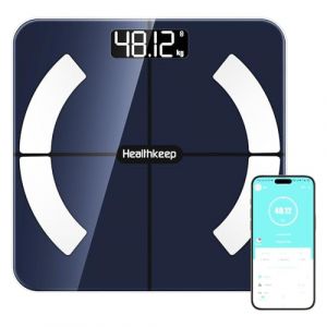 Healthkeep Pèse Personne Numériques, Balance Connectée Bluetooth Impédancemètre avec 13 Données Corporelles (BMI/Graisse Corporelle/Masse Osseuse/BMR/Muscle/Eau) pour APP Max 180kg (TONGXIAO SMART, neuf)