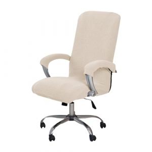 Housse de Chaise de Bureau Extensible, Housse de Fauteuil Rotatif Élastique, Housse de Siège d'ordinateur Amovible Universel, Lavable Couverture Protector pour Pivotante Accoudoirs Chaise (beige) (orienrace, neuf)