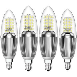 HZSANUE Ampoule LED en Forme de Bougie E14 12W, &Eacute;quivalent 100W Ampoule Incandescente, 6000K Blanc Froid, 1350Lm, Ampoule LED, Ampoule Bougie Petit Edison &agrave; Vis, Lot de 4 (WinnowTe, neuf)