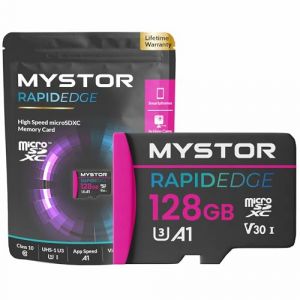 Mystor Carte mémoire Micro SD pour drone DJI Mavic, Mini, Air, Pro, 2, 3, 4, 2S, 3S Flip Carte Micro SD pour Drone DJI Carte mémoire pour Mavic 3 Pro, 2, 4, Mini MicroSD 4K (128 Go MicroSD RapidEdge) (Low Price Memory, neuf)