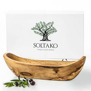 SOLTAKO Corbeille &agrave; Pain Rustique - Long Panier &agrave; Baguette en Bois D'Olivier - Plat de Service pour Baguette, Croissant, Fruit - Corbeille &agrave; Fruits - Panier Pr&eacute;sent&eacute; Dans Un Coffret El&eacute;gant (amago GmbH, neuf)
