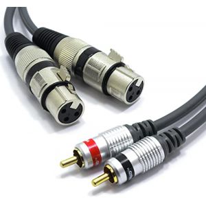 VITALCO C&acirc;ble Double XLR Femelle vers 2X RCA 3m Adaptateur 2x Prise 3 Broches Connecteur XLR vers 2 RCA m&acirc;le Audio C&acirc;ble de connexion microphone (pckliper, neuf)