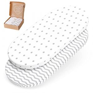 mimaDu Drap Housse 40x80 Berceau Drap Housse Berceau Drap Housse lit Bebe Drap lit Bebe Lot de 2 Housse Matelas Bebe 78x36 80x40cm | 100% Jersey de Coton certifié Öko-Tex (Chevron Points Gris) (DUMONDO, neuf)