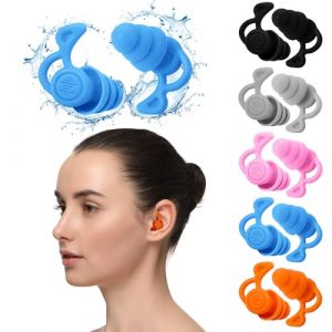Halinuia 5 Paires Bouchon Oreille Piscine en Silicone, Bouchons d'oreille pour Adultes, R&eacute;utilisables et Imperm&eacute;ables, Natation Bouchons d'Oreille &eacute;tanches pour Douche, Surf, Plong&eacute;e Protection (JKLkds, neuf)