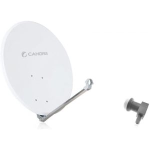 Parabole Satellite Acier Blanche 80cm + LNB 0.1dB Single Cahors id&eacute;al Astra Eutelsat (DCT FR, neuf)