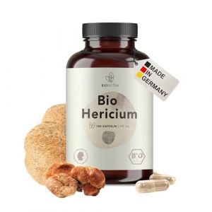BIONUTRA® Gélules de Hericium bio hautement dosées, 1000 mg/jour, contrôlées résidus, fabrication allemande, véganes, sans lactose ni gluten, sans additifs, crinière de lion, 180 pièces x 500 mg (BTG Berlin Trade GmbH, neuf)