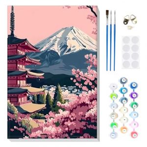 MOGTAA Peinture Numero Enfant Adulte avec Cadre, Fleur de Cerisier Peinture par Numero Adulte, DIY Paysage Numéro d'Art Kits, Loisirs Créatifs Adultes, pour décoration d'intérieur, 20x30cm (Keleman, neuf)