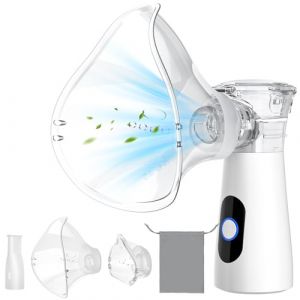 YOHOOLYO Nebulisateur Inhalateur Vapeur Portable Rechargeable pour Adultes et Enfants, Inhalateur Respiratoire Electrique avec 2 Masques et Embout Buccal, pour Usage Domestique et en Voyage (HARKALY BINA Kft., neuf)