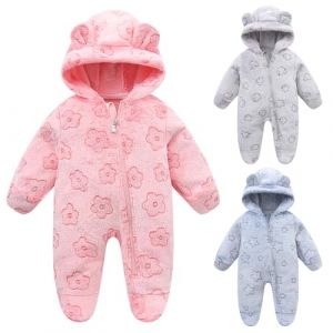 Fnaobai Combinaison de Neige d'Hiver pour Nouveau-n&eacute; B&eacute;b&eacute; avec Oreilles d'Ours en Grenouill&egrave;re &agrave; Capuche pour Tout-petit Motif V&ecirc;tements d'Ext&eacute;rieur Manteaux (Rose, 70CM(6-9M)) (Fnaobai, neuf)