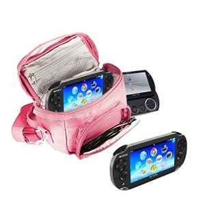 Orzly® Sacoche Bandoulière Universelle Haute Qualité Multi pour consoles portables Sony PSP - Convient à toutes les versions: PSP STREET / PSP 3000 / PSP GO / PSP 1000 / PSP 2000 / PS Vita - SAC PORTABLE avec compartiments spécialement conçus pour ranger: