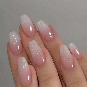 Ceboic 24 Pi&egrave;ces Faux Ongles Cercueil Moyen Press on Nails Fran&ccedil;ais Rose Blanc Glossy Couverture Compl&egrave;te Ongles &agrave; Presser 12 Tailles Acrylique B&acirc;ton sur Ongles pour Femmes et Filles Nail Art (Biaodian, neuf)