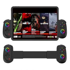 Manette de jeu pour iPad/Tablette, manette de jeu sans fil pour iPhone, manette t&eacute;lescopique Bluetooth RGB pour Android/iOS/PC/Smart Phones pour 13-25cm Parfait pour COD/Genshin, Direct Play (noir) (Wanguan Direct, neuf)