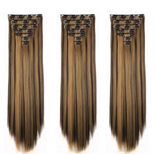 Ensemble De Cheveux &Agrave; Clipser Avec Clips Extensions De Cheveux Synth&eacute;tiques Faux/Faux Cheveux Blonds Eunice Cheveux Longs (Jingqijin, neuf)