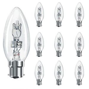 Lot de 10 ampoules halogènes transparentes à baïonnette BC B22, forme flamme, basse consommation, 42 W = 60 W 240 V (General Lamps Ltd., neuf)