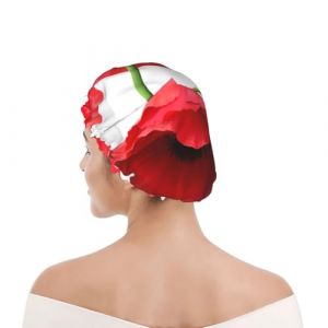 Bonnet de douche pour femmes et hommes UK réutilisable imperméable avec élastique imprimé Motif coquelicot sans couture (iuoighuipyuiyp, neuf)