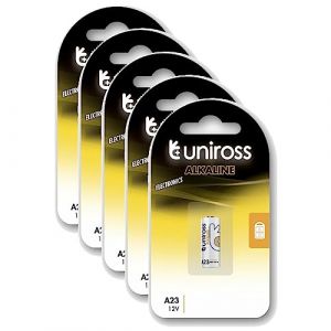 Uniross Pack de 5 Piles Alcaline A23, GP23A, V23GA, LRV08, 8LR932, 8LR23, MN21, 12V (Stock Bureau Maison Bien-&ecirc;tre, neuf)