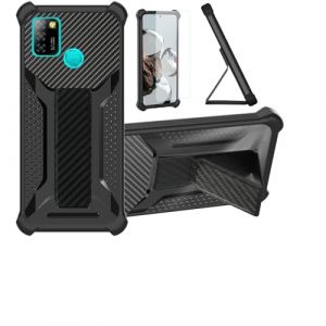 bojioderf Coque pour Infinix Smart 5a Coque &Eacute;tui Case Cover Hybride [avec Protection d'&eacute;cran en Verre tremp&eacute;] [Support magn&eacute;tique Pliable] [givr&eacute; r&eacute;sistant aux Empreintes digitales] Noir (Oujietong, neuf)
