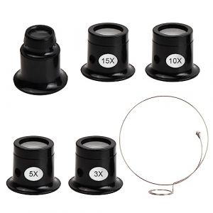 Hoxfly Loupes de Bijoutier, 5 Pi&egrave;ces Montre Horloge R&eacute;paration Loupe Kits, Portables Loupes dhorloger, 3X / 5X / 10x / 15x / 20x, Oculaire, Outil de Loupe d'horloger pour Les Horlogers, Les Bijoutiers (wachestnu, neuf)