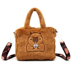 FOSDICK Peluche Capybara Sacs Bandouli&egrave;re Sac a Main Enfant, Capybara Kawaii Sac a Main Petite Fille, Capibara Sacoche Fille, Mignon Crossbody Bag, Porte Monnaie Enfant Cadeau Fille 5-12 Ans, 18x16cm (FOSDICK, neuf)