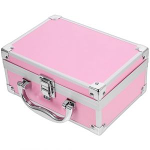 DECORNIJIA Mallette Cosm&eacute;tique en Alliage d'Aluminium Rose Petit Format Organisateur de Trousse &agrave; Maquillage Portable Rangement pour Mat&eacute;riel de Manucure Valise de Train Pratique pour (ZhiLight, neuf)