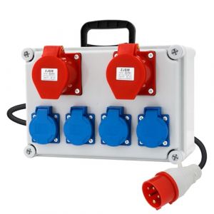 Coffret &Eacute;lectrique de Chantier IP54 Portable - Distributeur 2 Prises Industrielles + 4 Domestiques 16A - Poign&eacute;e Pliante pour Jardin & Chantier (STYLIANOU-MARIOS, neuf)