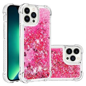 COTDINFOR Compatible avec iPhone 15 Pro Max Coque Liquide Cover Silicone Paillette &Eacute;tincelles Floating Antichoc Protective Silicone TPU &Eacute;tui Housse pour iPhone 15 Pro Max TPU Love Rose YBWTLS. (COTDINFOR, neuf)