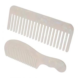 Homoyoyo 2 Pièces Peigne Portable Acétate Dents Larges Compact et Outil de Coiffage Défrisage et Démêlage Cheveux Bouclés et Lisses Usage Sec et Humide (Alda Jin, neuf)