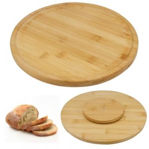 CAREDGO Plateau de Service Rotatif en Bambou, Plateau Tournant Bambou Plateau Tournant en Bois Naturel Assiette de Service Tournante 360° Assiette Tournante pour Fromage Saucisse Pizza(Diamètre 30 cm) (PAULS PETERSONS, neuf)