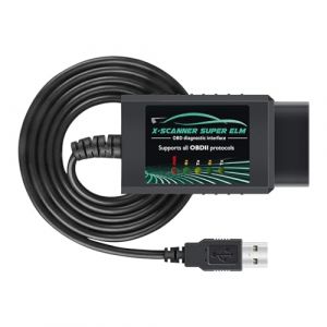 AMHTDOL Adaptateur OBD2 USB Scanner ELM327 avec FT232RL 18F25K80 V1.4 Puce Originale, Adapté pour Moto Ducati Outil de Diagnostic OBDII pour Ford Mazda Toyota Fiat, Fonctionne avec Système Windows (AMHTDOL, neuf)