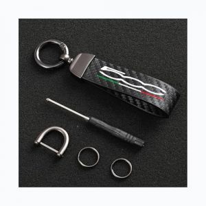 Générique Porte-CléS De Voiture pour Fiat 500 500S, Fibre De Carbone Cuir Anneau en D Pivotant À 360° Auto Porte-clés,Black-12.5CM (xuejindong, neuf)