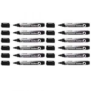 D.RECT 2160 Lot de 12 marqueurs ind&eacute;l&eacute;biles &agrave; pointe ogive multi-surfaces Noir (DVDMAX-FR, neuf)