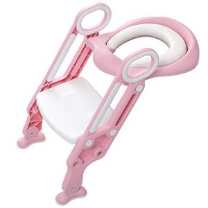 Drumm Réducteur de toilette,Pot bébé WC portable,Siège d'entraînement WC enfant enfant avec marche pliable,Siège toilette,Propreté Apprentissage Adaptateur(rose) (jusiZL, neuf)
