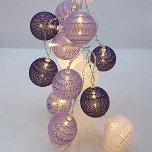 Guirlande lumineuse de No&euml;l &agrave; Boules de Coton, DOTBUY Guirlande Lumineuse &agrave; Piles pour nouvel An, LED &Eacute;clairage de No&euml;l, Romantique d&eacute;coration de jardin (Violet,3.3M/20LED) (DOTDOT SHOP, neuf)
