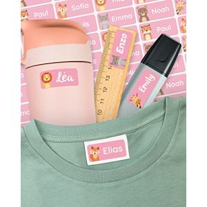 melu kids&reg; Etiquettes autocollantes personnalis&eacute;es [60, Rose] - Etiquette vetement enfant & et autres objets - &Eacute;tiquettes personnalis&eacute;es lavables en machine - Sans repassage (MELU Kids, neuf)