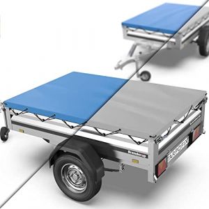 Tarpofix® Bâche protection plate 212 x 123 x 7,5 cm avec corde de bâche - Bâche de remorque renforcée en PVC - Bache pour remorque divers modèles de remorques de voitures de 750kg FP10 (CD_Commerce, neuf)