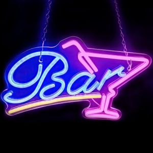 Fivtsme Enseigne Lumineuse Cocktail, Enseigne Lumineuse Bar, Neon LED Deco Bar, Enseigne Lumineuse au Néon LED, Décoration Neon Murale, LED Néon Signe Veilleuse pour Mur Fête Décor Bar Chambre Mariage (ENMY-EU, neuf)