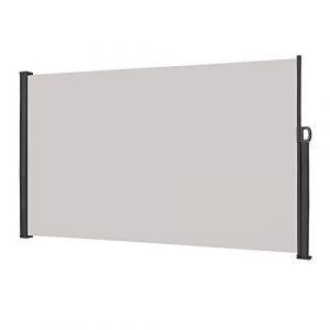 NAIZY Auvent Latéral Store Latéral Rétractable 180x300cm Brise-Vue Rétractable Protection de la Vie Privée 100% Polyester UV Store Latéral avec poignée pour Balcon, Terrasse et Jardin - Gris (Alrich UG, neuf)