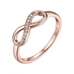Bestyle Bague Femme Fille Argent Sterling Bague de Promesse Couple Bague Mixte Bague Argent Ovale Bague Femme Symbole Infini 8 Bague Or Rose Taille 54 (Bestyle Jewelry, neuf)