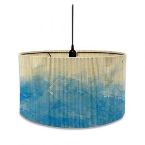 FANSU Abat-Jour en Tissu Classique Tambour Abat-jour, Coloré Remplacement Abat, Jour Fait à la Main, pour Lampe de Table, Suspension, Lampe de Chevet, Lampadaire (30x30x20cm,Bleu) (JINBO, neuf)