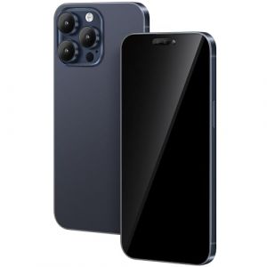 FufoneUS Affichage Faux Jouets téléphone téléphone Portable modèle métallique réplique Non Fonctionnement 1:1 téléphone pour téléphone 15 Faux Jouet Mobile (pour 15 Pro Bleu Écran Noir) (Hombodar Tech, neuf)