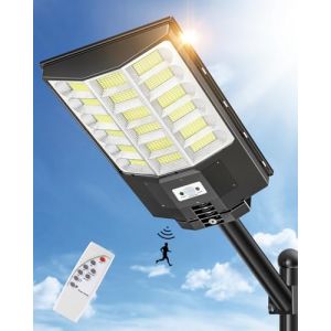 Sararoom 1000w Solaire Exterieur Lampadaire - 864 LED D&eacute;Tecteur de Projecteur LED Jardin Lampe avec T&eacute;L&eacute;Commande 6500k Blanc Froid IP65 Impermable Pour Rue Garage &Eacute;clairage Public (firstpay, neuf)