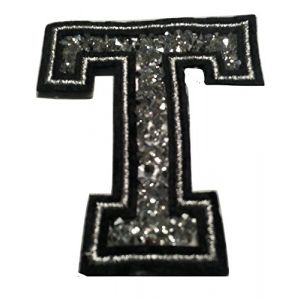 Écusson Patch Badge strass Brodé ecusson lettre alphabet thermocollant " lettres en strass 8-10 cm " (T) (B2SEE LTD avec TVA francaise et livraison LaPoste, neuf)