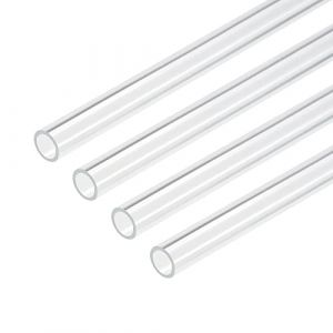 sourcing map Acrylique Tuyau Transparent Rigide Rond Tube 10mm ID 12mm OD 10" pour Lampes et Lanternes, Eau refroidisement Système 4pcs (Weisser Berg, neuf)