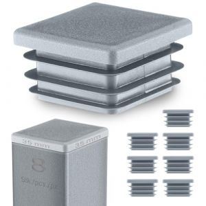 EMFA Bouchon Tube Carré 35x35 mm Gris – Embout à Lamelles en Plastique – Capuchon 3,5x3,5 cm – Lot de 8 (EMFA GmbH, neuf)