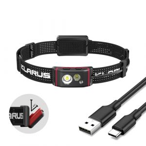 KLARUS HM5 800 lumens Lampe frontale de trail ultra fine et légère avec lumière rouge, double interrupteur, 105 heures, LED étanche IPX6 pour la course, le camping, la randonnée, la chasse (Klarus® EU Store, neuf)
