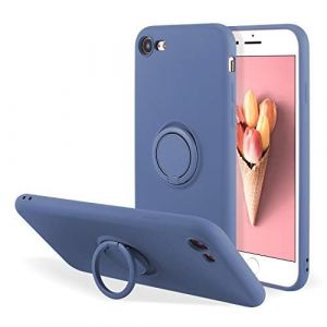 UEEBAI Silicone Coque avec Ring pour iPhone 7 Plus/iPhone 8 Plus, Etui Fin et l&eacute;ger Absorption des Chocs Housse Mince avec Bague 360 Degr&eacute;s Rotation Stand Protection Cover Bumper Case, Bleu Gris (UEEBAI, neuf)