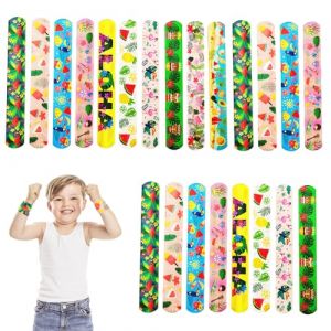 POPOYU 24Pcs &Eacute;t&eacute; &agrave; Hawa&iuml; Slap Bracelet Anniversaire Enfant,Bracelet a Claquer Cadeau d&rsquo;Anniversaire pour Gar&ccedil;ons et Filles Garcon,Cadeau Anniversaire Invites,Slap Bandes Remplisseurs Parti Favors (MUDAMUDA Store, neuf)