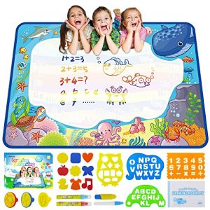 PHYLES Tapis de Dessin à Eau, 100 * 70cm Pas de Gâchis Tapis Dessin Enfant, 10 Couleurs Tapis Doodle Matte, Jouets Éducatifs pour Enfants, Cadeau de Noël Adapté aux Enfants dès 2 ans+ (Phyles, neuf)