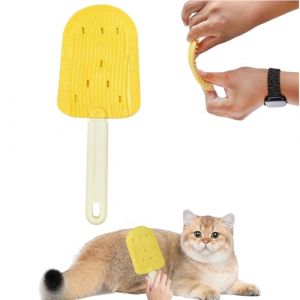 Peigne à poils de chat à deux côtés, brosse à langue de, brosse à chat en silicone, peigne à pour le toilettage du, élimine facilement les boules de poils réduisant la fourrure (jaune) (Roadmugo, neuf)